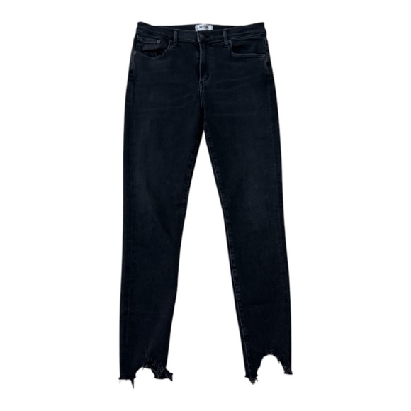 AGOLDE Mid Rise Sophie Black Stretchy Denim Jeans Skinny Size 28 Distressed Hem - Picture 4 of 10